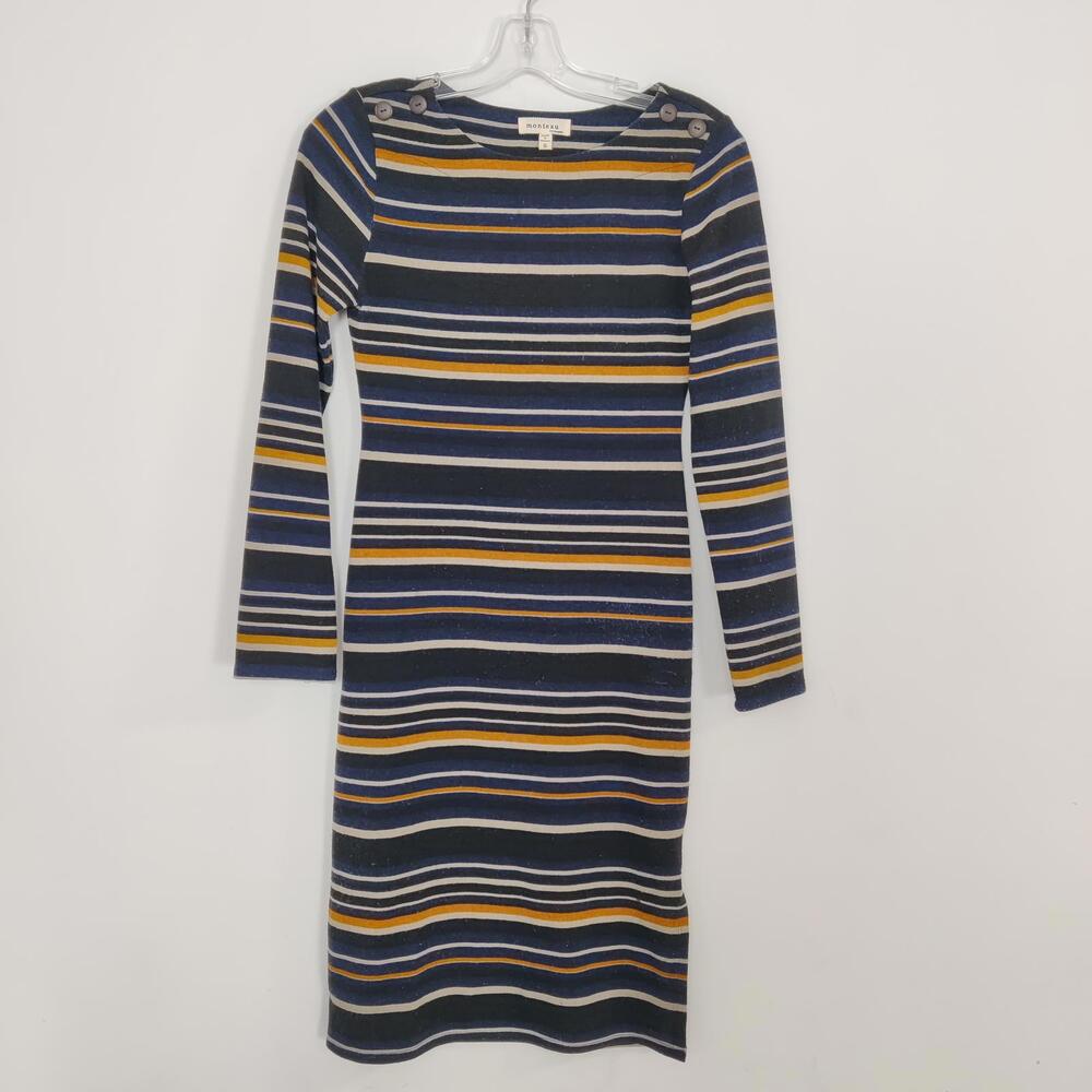 Monteau Women's Knit Striped Midi Dress Size Small